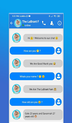 The LaBrant Fam Fake Call Chat Screen 2