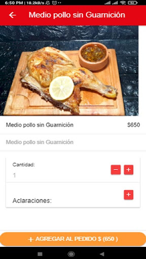 Android application El Oriental Delivery screenshort