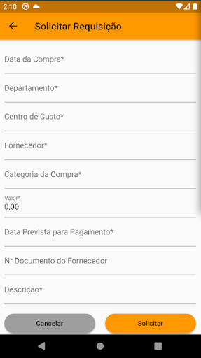 Requisições AgroServ Screen 2