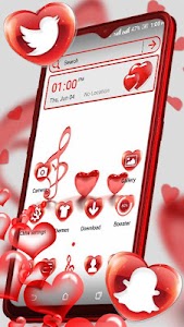 Red Glass Heart Launcher Theme Unknown