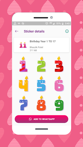 Android application Anniversary Stickers for Whats screenshort