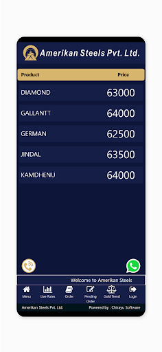 Android application Amerikan Steels screenshort