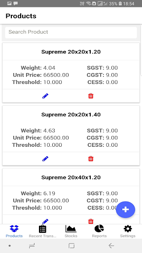 Android application Inventory Manager screenshort