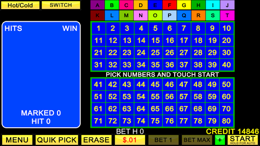 Android application Keno 20 Card screenshort