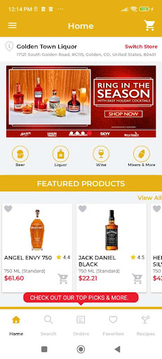Android application Golden Town Liquor screenshort