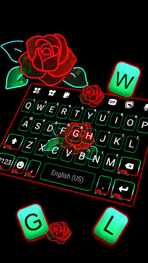Red Rose Neon Keyboard Backgro Screen 2