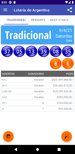 Android application Predicción de Argentina Loto screenshort