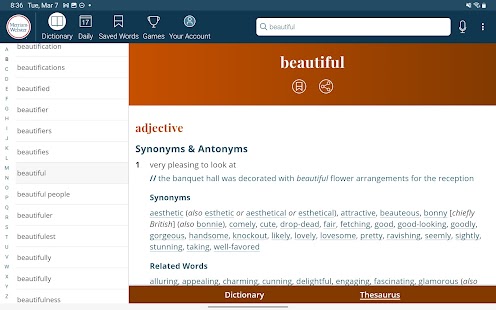 Dictionary - Merriam-Webster Bildschirmfoto