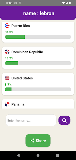 Android application Nationality Checker screenshort