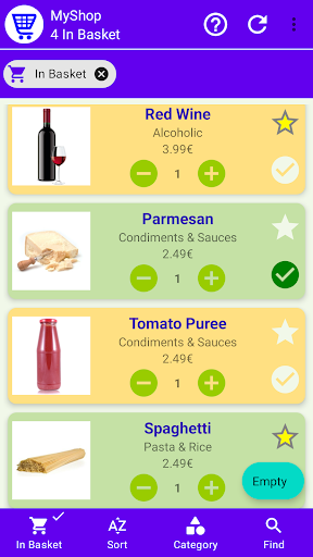 Shopping list & Recipes Screen 3
