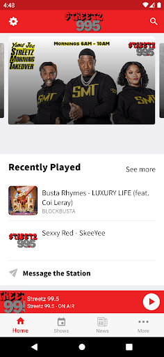 Android application Streetz 99.5 screenshort
