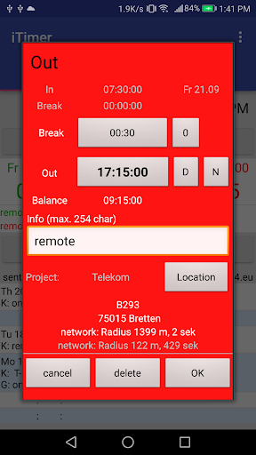 Working hours, GPS, Web GUI Screen 3