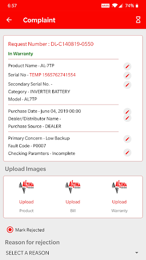 Altima Engineer Application Screen 3