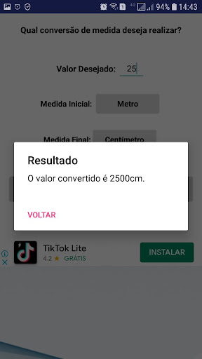 Android application Unidade de Medidas ++ screenshort