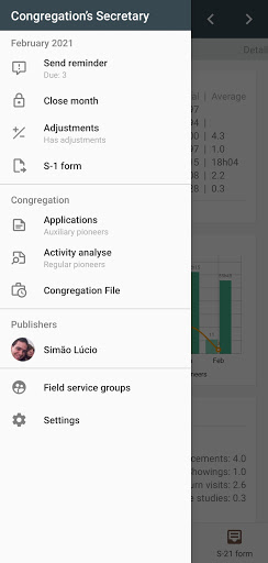 Screenshot of Congregation's Secretary