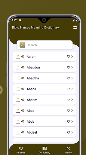 Android application Bible Names Meaning Dictionary screenshort