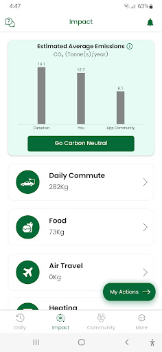 Tree Canada Carbon Tracker Screen 3