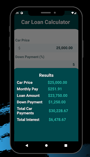 Android application Car Loan Calculator screenshort