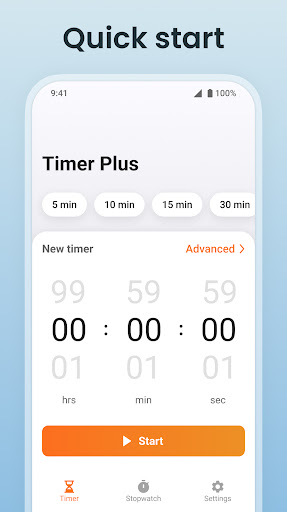 Android application Multi Timer: Timer + Stopwatch screenshort