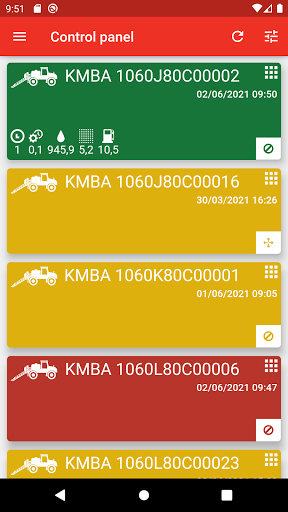 Android application KUHN TELEMETRIA screenshort