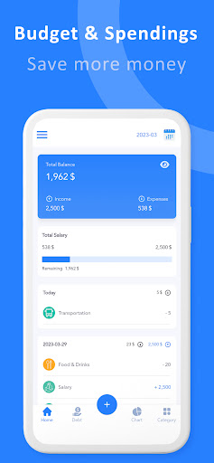 Dépenses & revenus:Wise Budget Screen 2