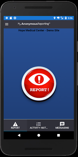 Android application MyAnonymousReporting screenshort
