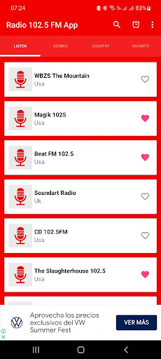 Android application radio 102.5 fm App 102.5 fm screenshort
