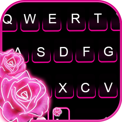 Neon Pink Rose Keyboard Backgr logo