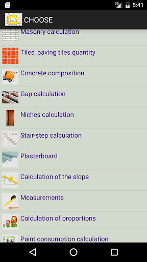 CONSTRUCTION calculator Screen 3