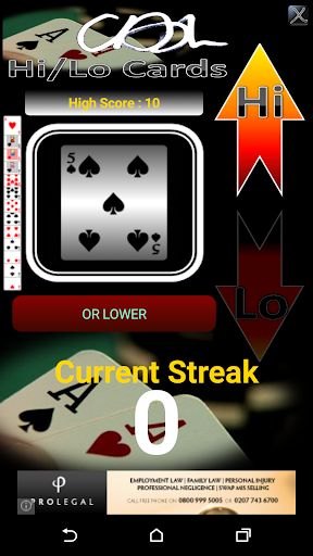 CAsh - High Low Playing Cards Screen 2