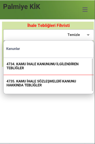 Palmiye Kamu İhale Uygulaması Screen 3