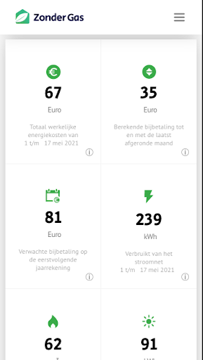 Android application ZonderGas Energie screenshort