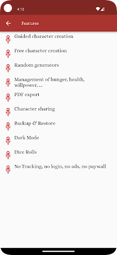 Android application Vampire v5 Characters screenshort