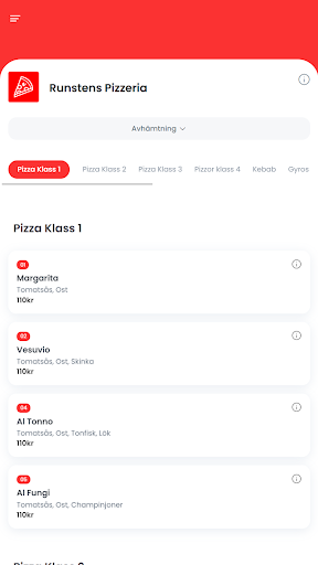 Android application Runstens Pizzeria screenshort