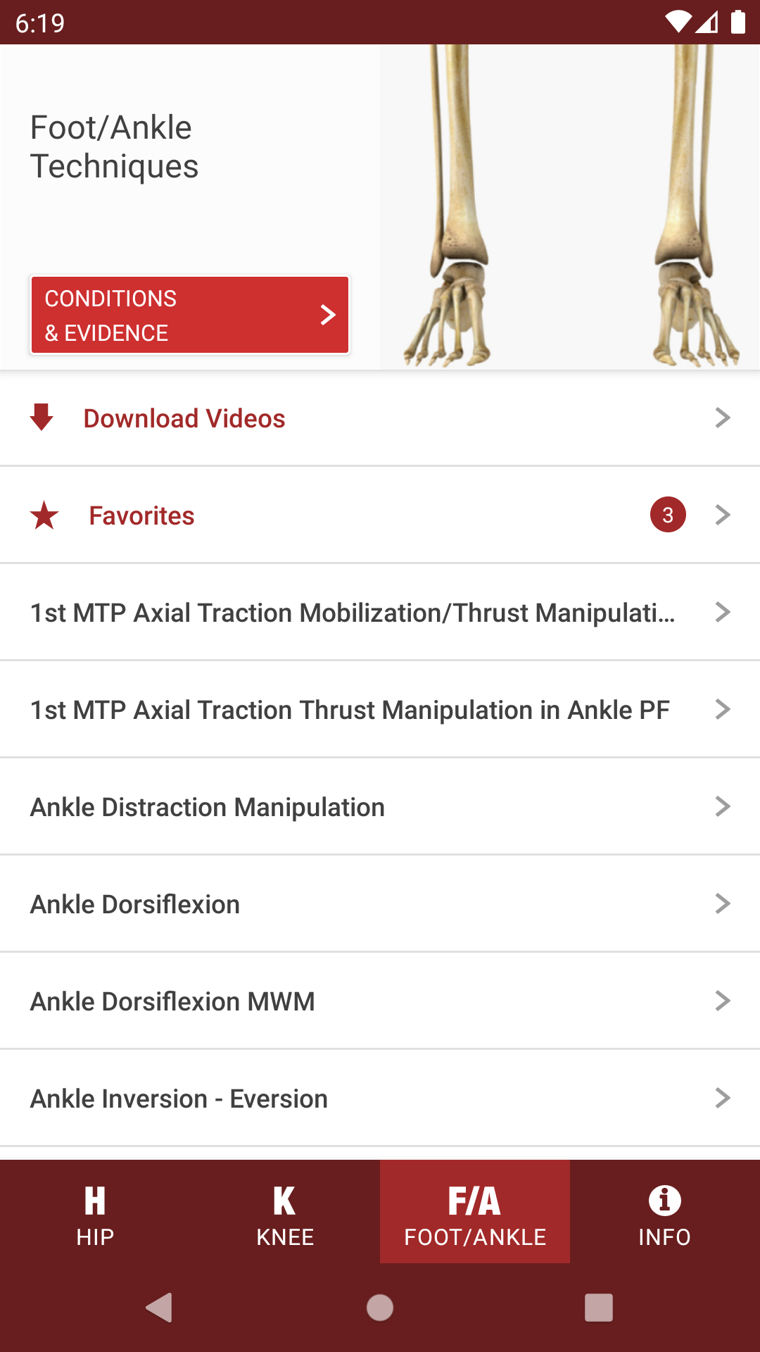 Android application Mobile OMT Lower Extremity screenshort