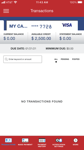 MyCU Credit Card Screen 3