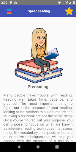 Android application Speed reading screenshort
