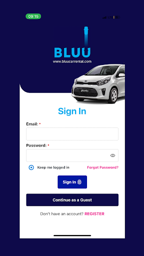 Android application Bluu Car Rental screenshort
