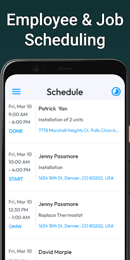 Android application Job Scheduling Home Services screenshort