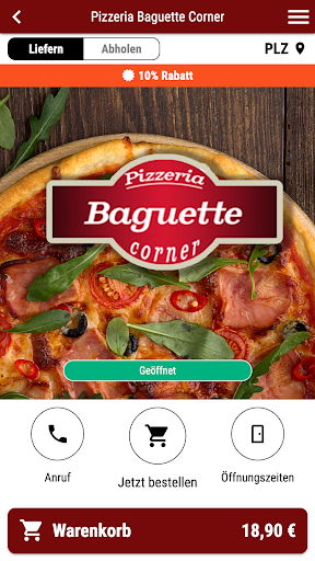 Android application Pizzeria Baguette Corner screenshort