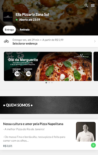 Android application Ella Pizzaria screenshort