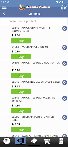 Bonanza Produce Ordering Screen 2