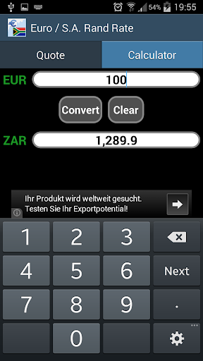 Euro / S.A. Rand Rate Screen 2
