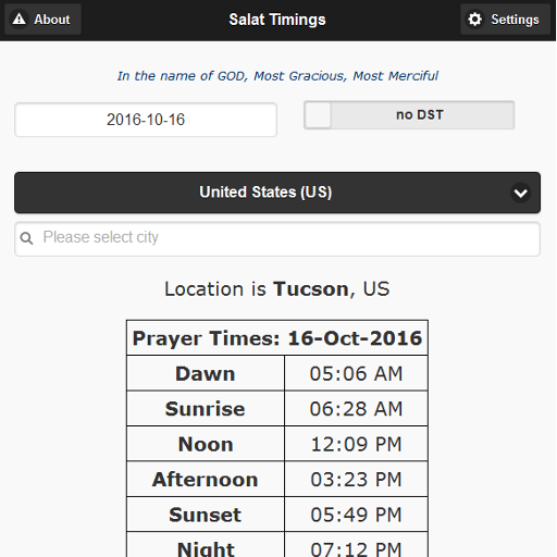 Android application Contact Prayers (Salat) times screenshort