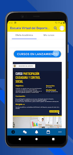 Android application Plataforma EVD - Mindeporte screenshort