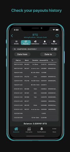 Screenshot of Mining pool monitor: Miner Box