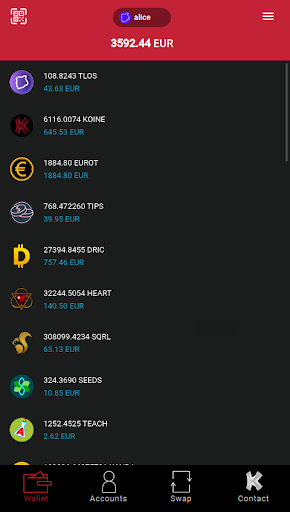 Android application Kwallet (Koinonos.io) screenshort