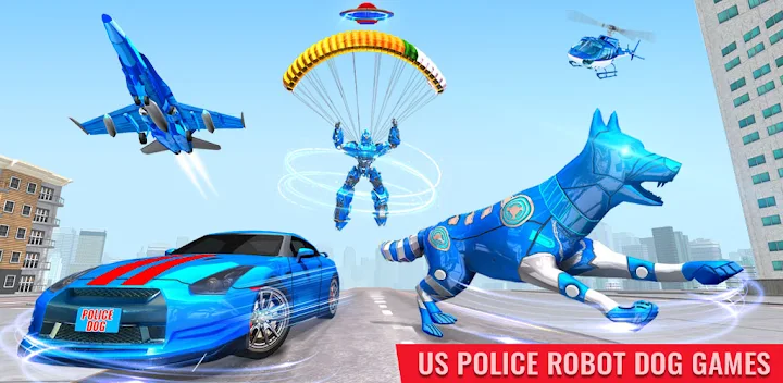 Police Dog Robot Car Games