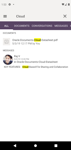 Screenshot of Oracle Content