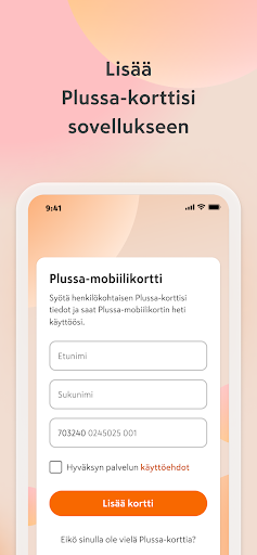Android application Plussa-mobiilikortti screenshort